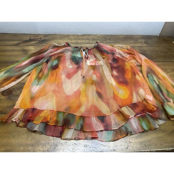 Johnny Was Love Radika Long Sleeve Silk Blouse Boho Chic Sheer XL NWT - Picture 2 of 13